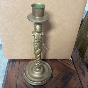 Vintage Brass nutcracker Candlestick Holder candle Twisted Column Gold holiday